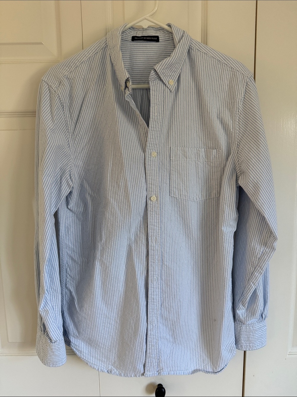 Brandy Melville Light Blue & White Striped Button-Down Shirt